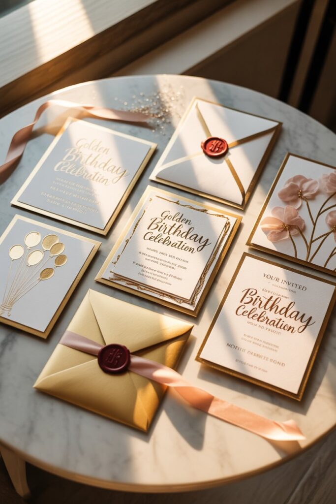 Golden Birthday Invitations & Card Ideas